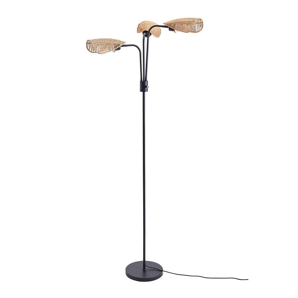 Black - Kabinet UK - 3-Light Paper Rope Wrapped Floor Lamp - 4
