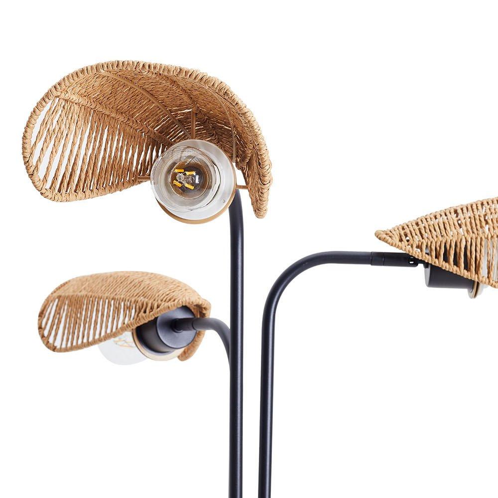 Black - Kabinet UK - 3-Light Paper Rope Wrapped Floor Lamp - 6