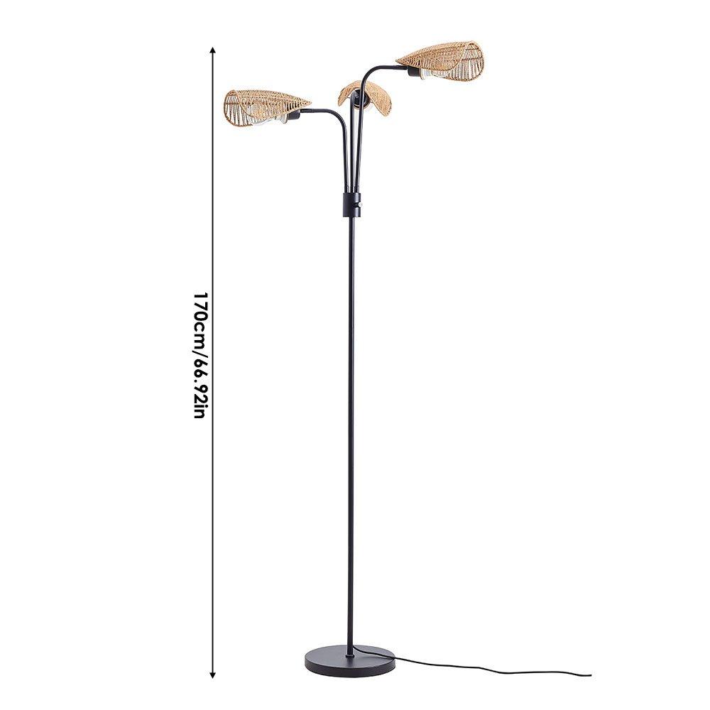 Black - Kabinet UK - 3-Light Paper Rope Wrapped Floor Lamp - 9