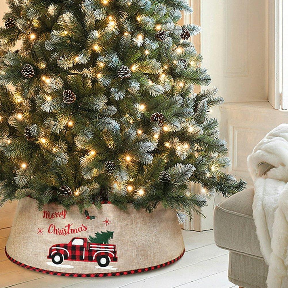 Brown And Red - LIFE IDEAS - Burlap Merry Christmas Tree Collar - 1