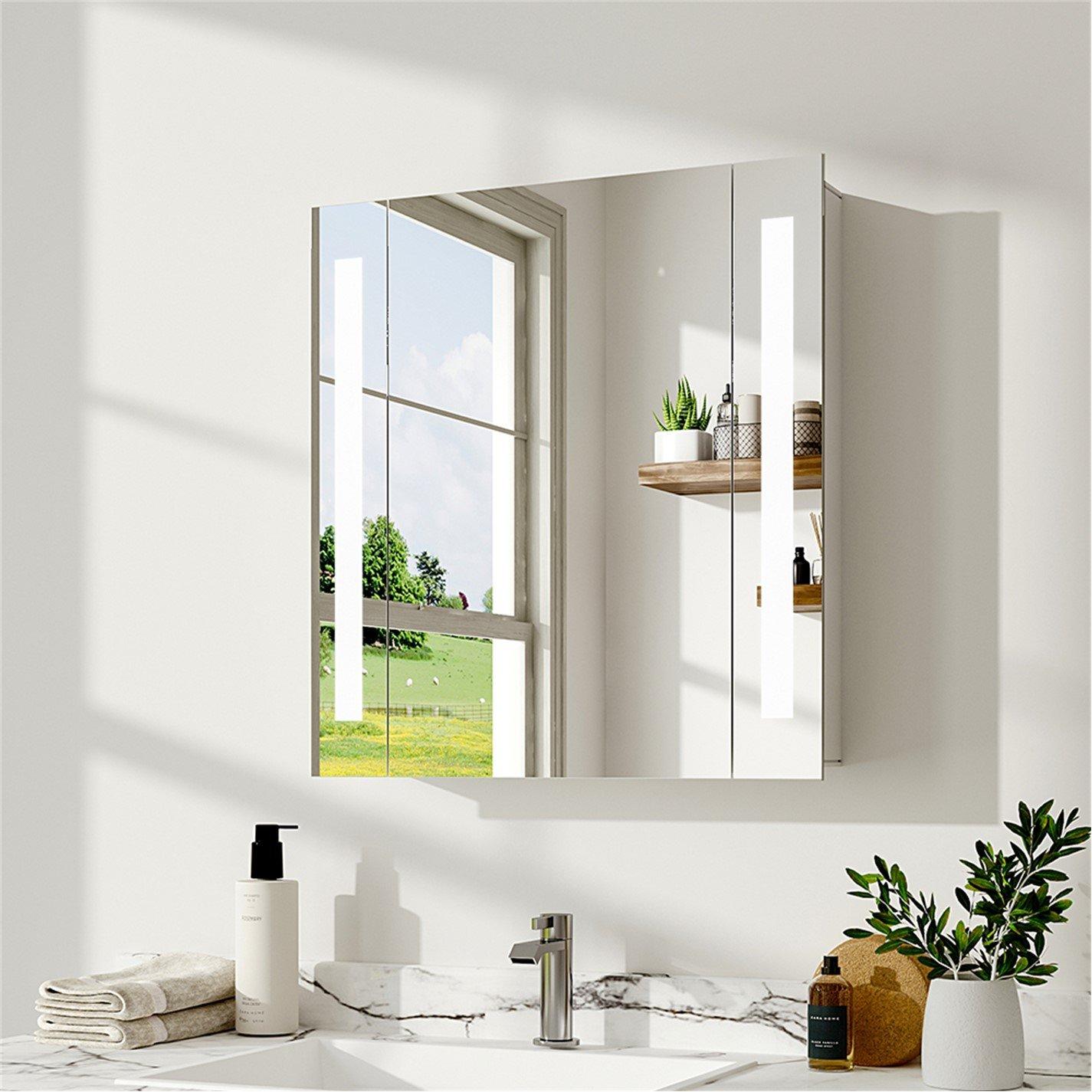 White - Kabinet UK - Modern Rectangle Wall LED Mirror Cabinet - 1