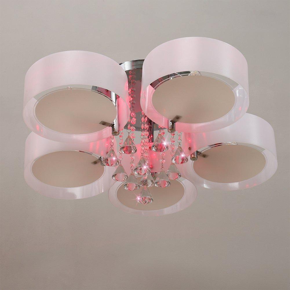 White - Kabinet UK - Modern Round LED Semi Flush Mount with Crystal - 2