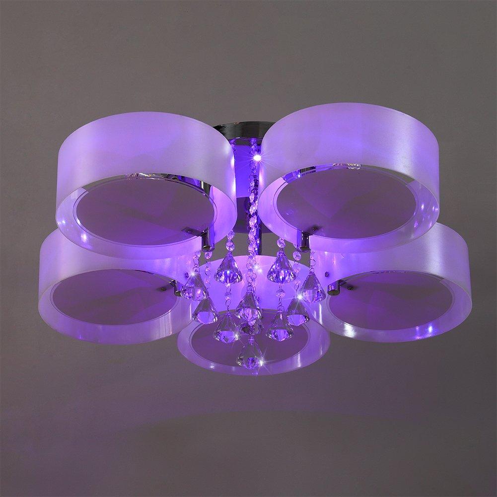 White - Kabinet UK - Modern Round LED Semi Flush Mount with Crystal - 3