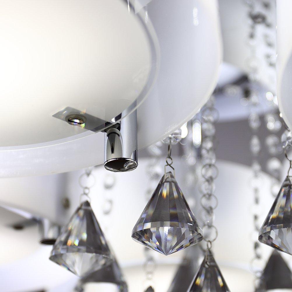 White - Kabinet UK - Modern Round LED Semi Flush Mount with Crystal - 4