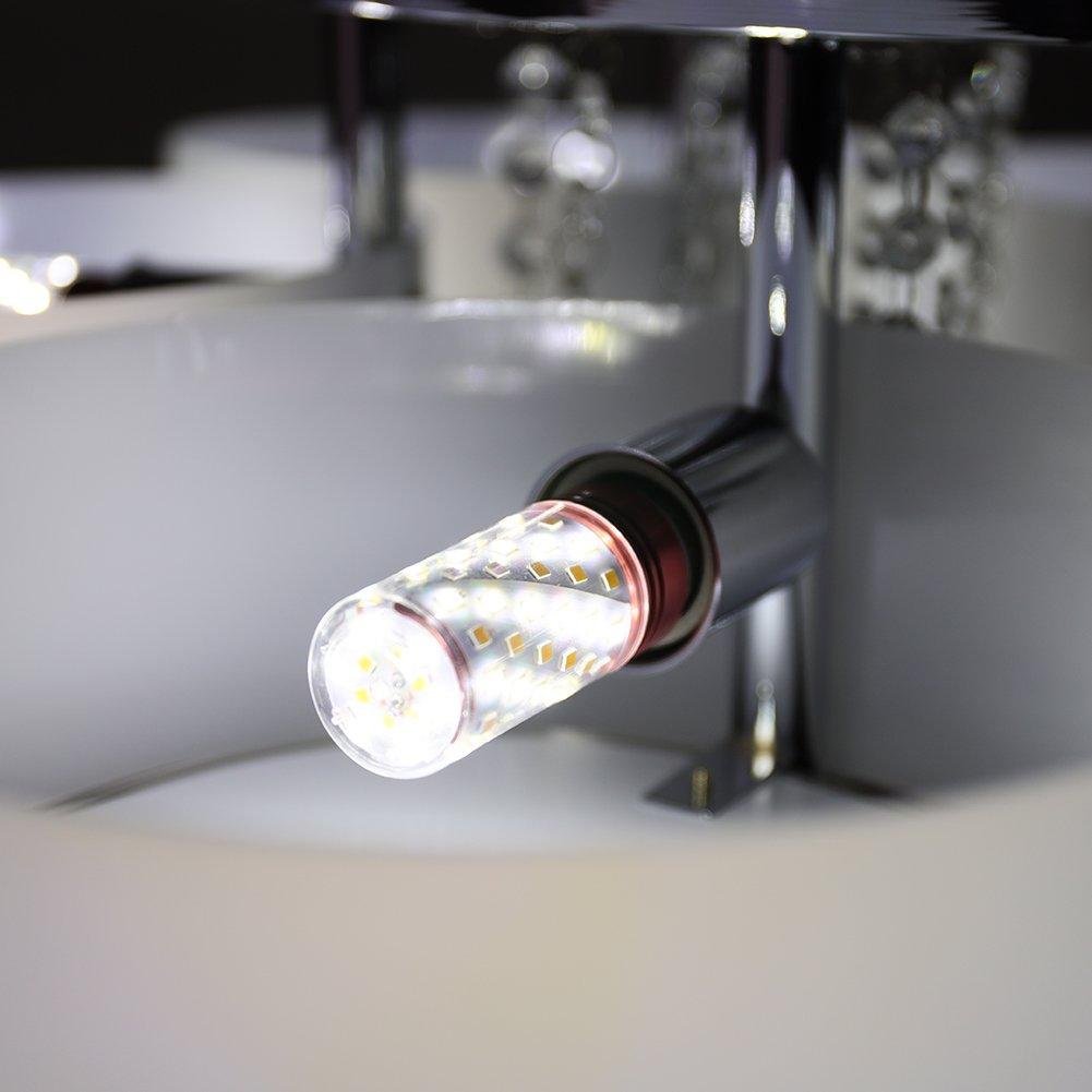 White - Kabinet UK - Modern Round LED Semi Flush Mount with Crystal - 5