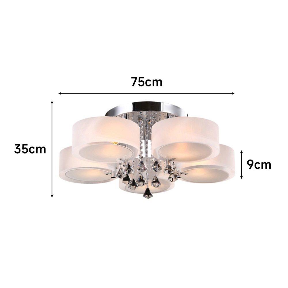 White - Kabinet UK - Modern Round LED Semi Flush Mount with Crystal - 6