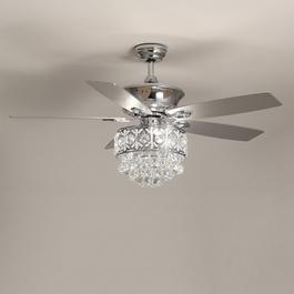 Cottonfy UK Modern Crystal 3-Light Ceiling Fan with Remote