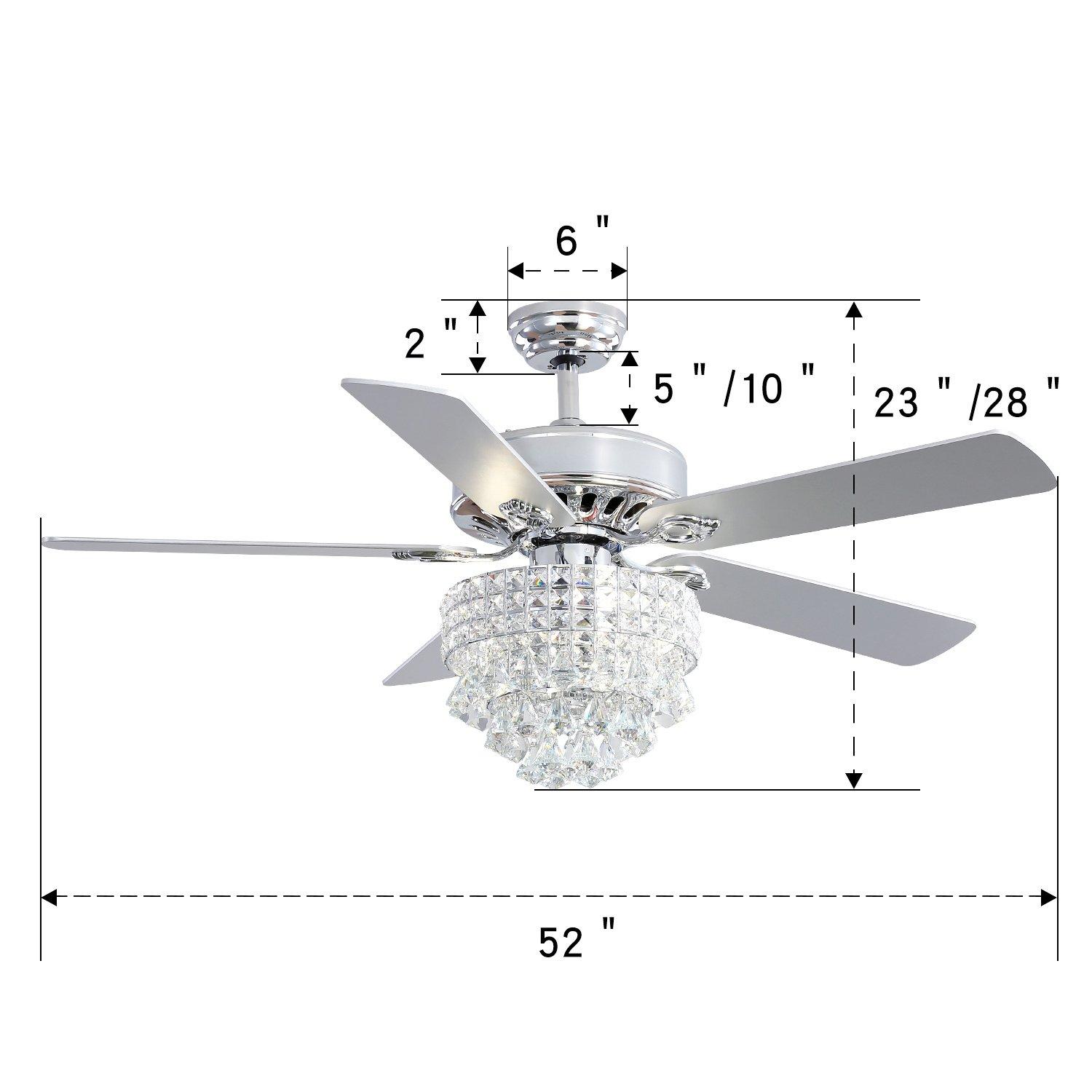 Silver - Kabinet UK - Modern Crystal 3-Light Ceiling Fan with Remote - 6