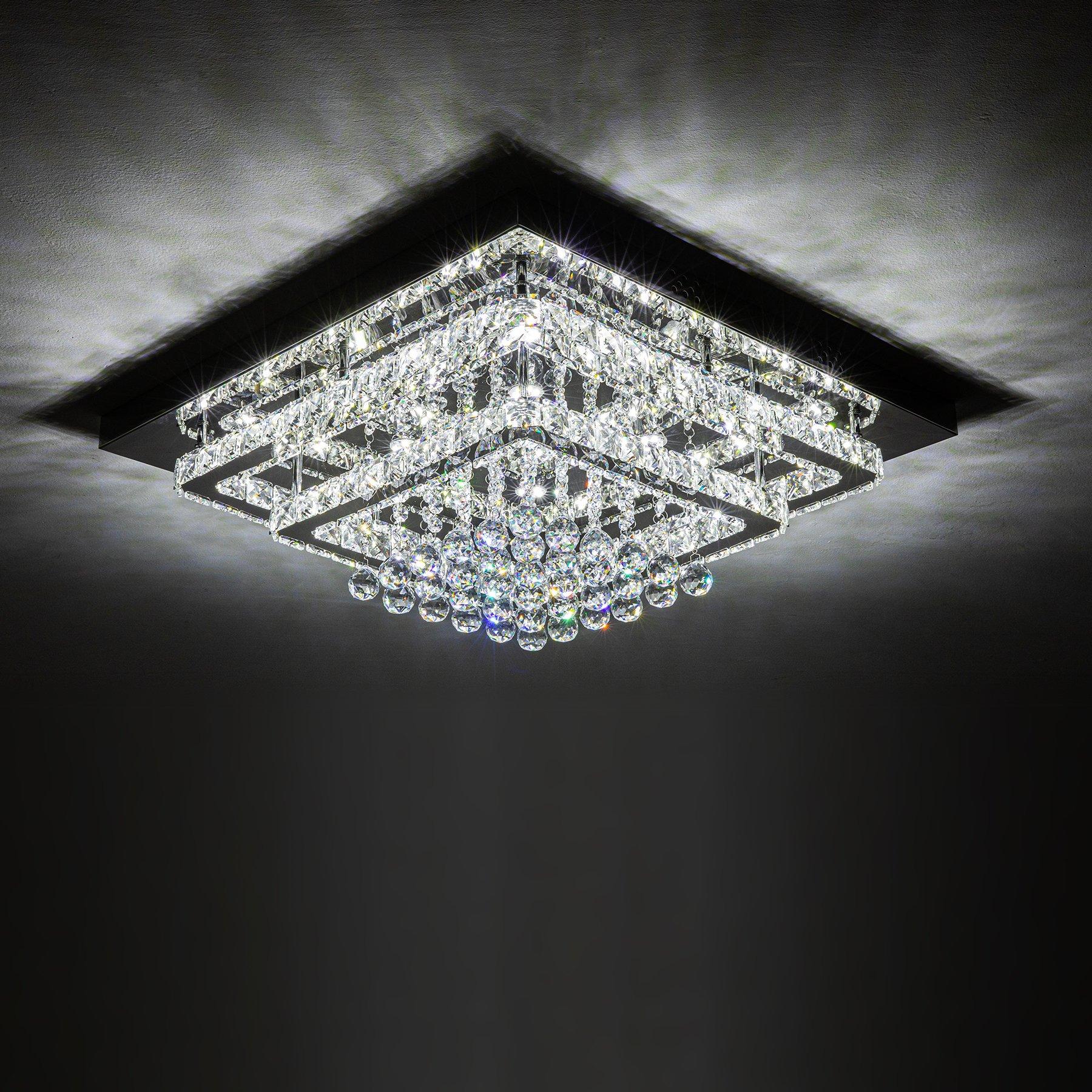 Kabinet Uk  Modern Crystal Led Flush Mount Ceiling Light - Silver