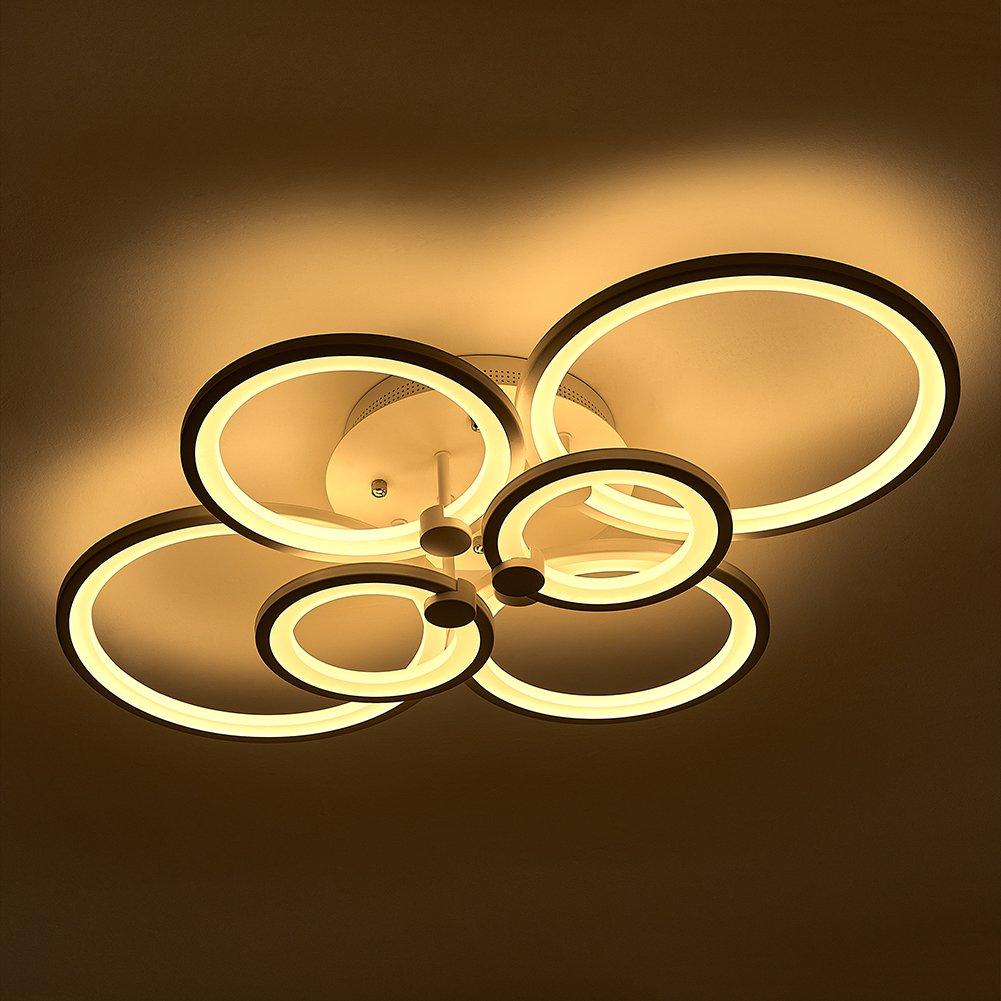 White - Kabinet UK - Modern Circular LED Semi-Flush Ceiling Light - 1