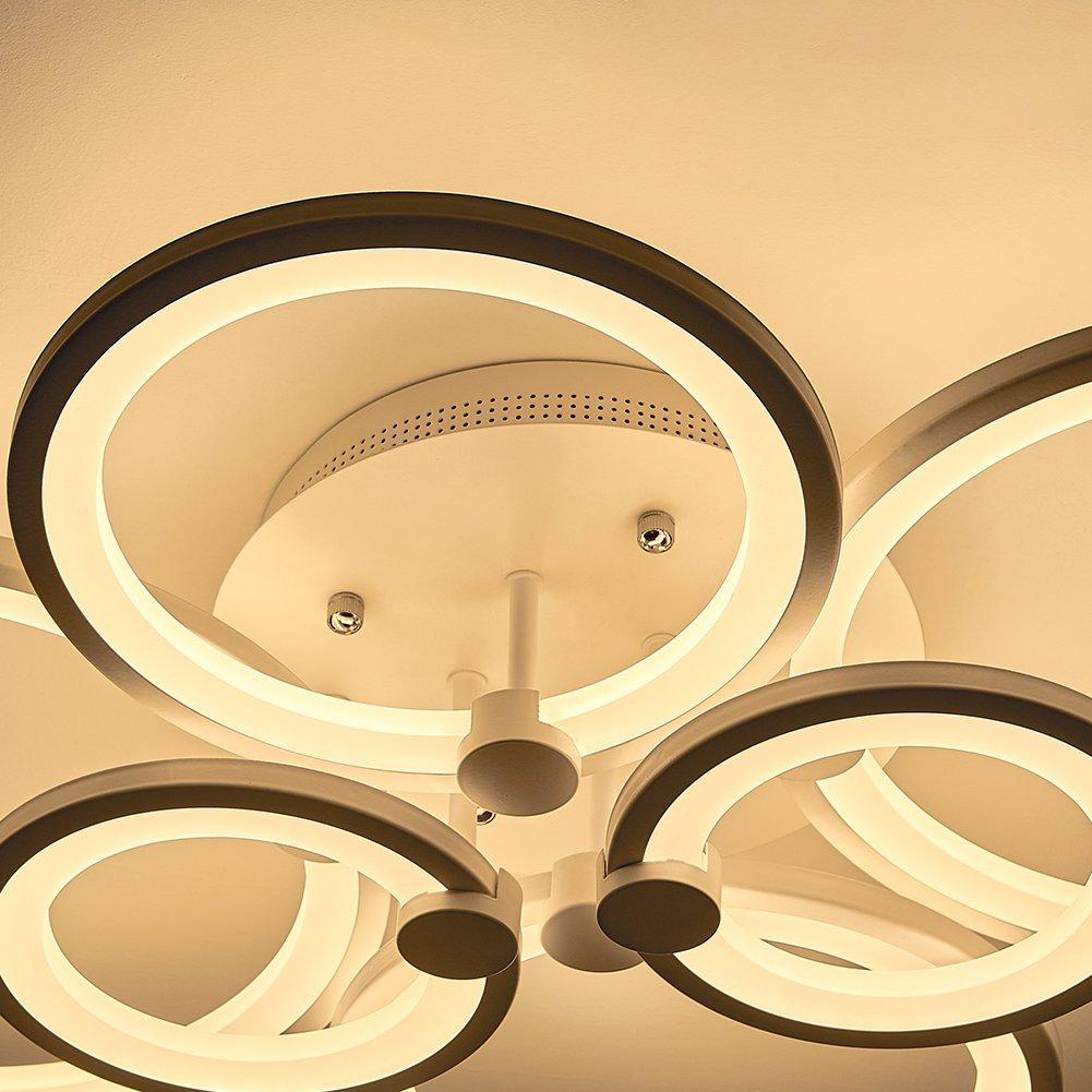 White - Kabinet UK - Modern Circular LED Semi-Flush Ceiling Light - 4
