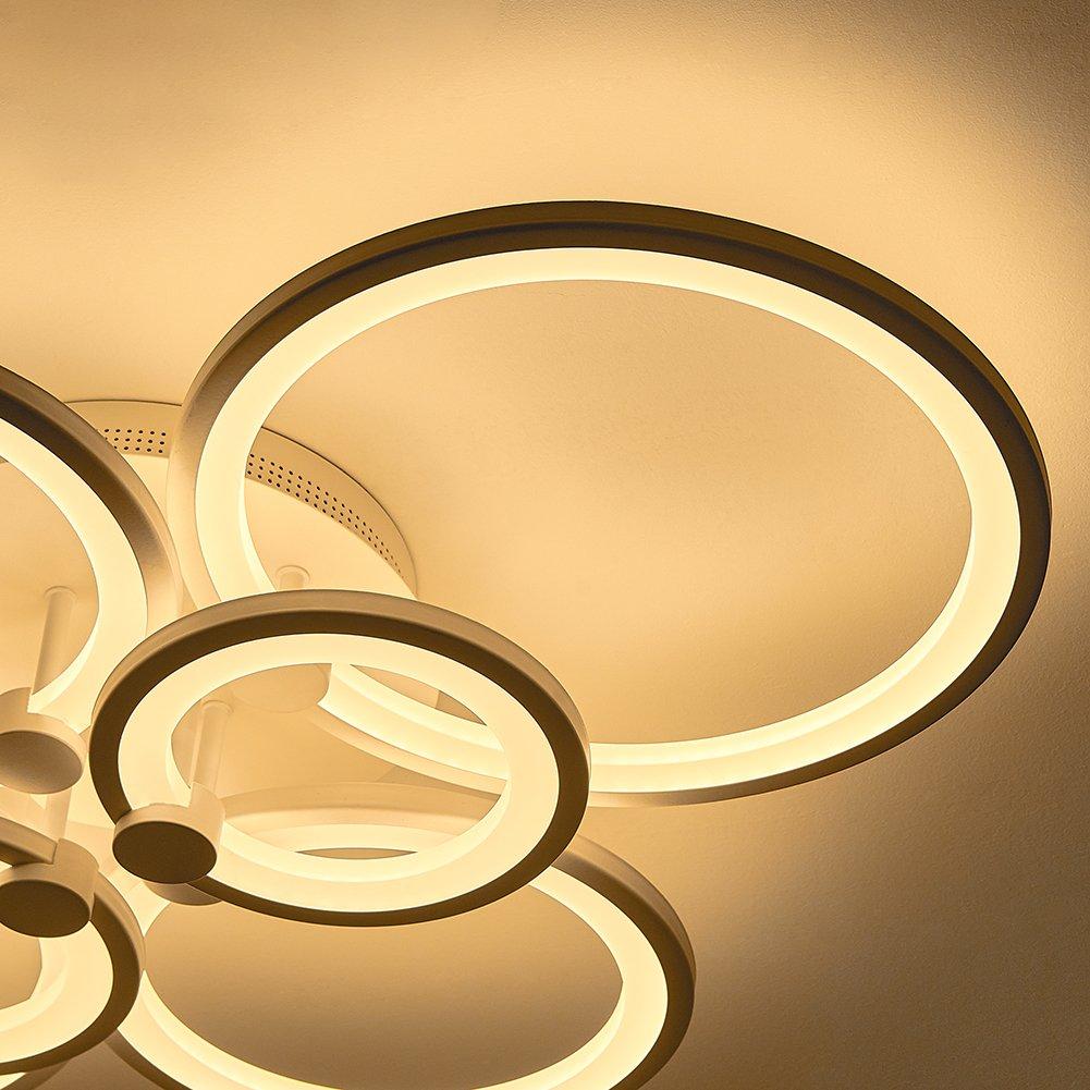 White - Kabinet UK - Modern Circular LED Semi-Flush Ceiling Light - 5
