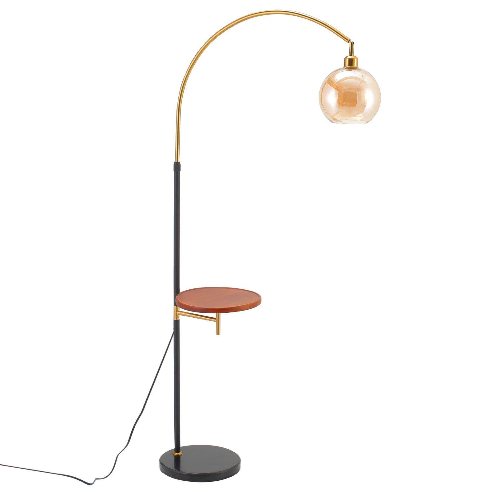 Black Gold - Kabinet UK - Modern Adjustable Arc Floor Lamp with Wood Tray - 2