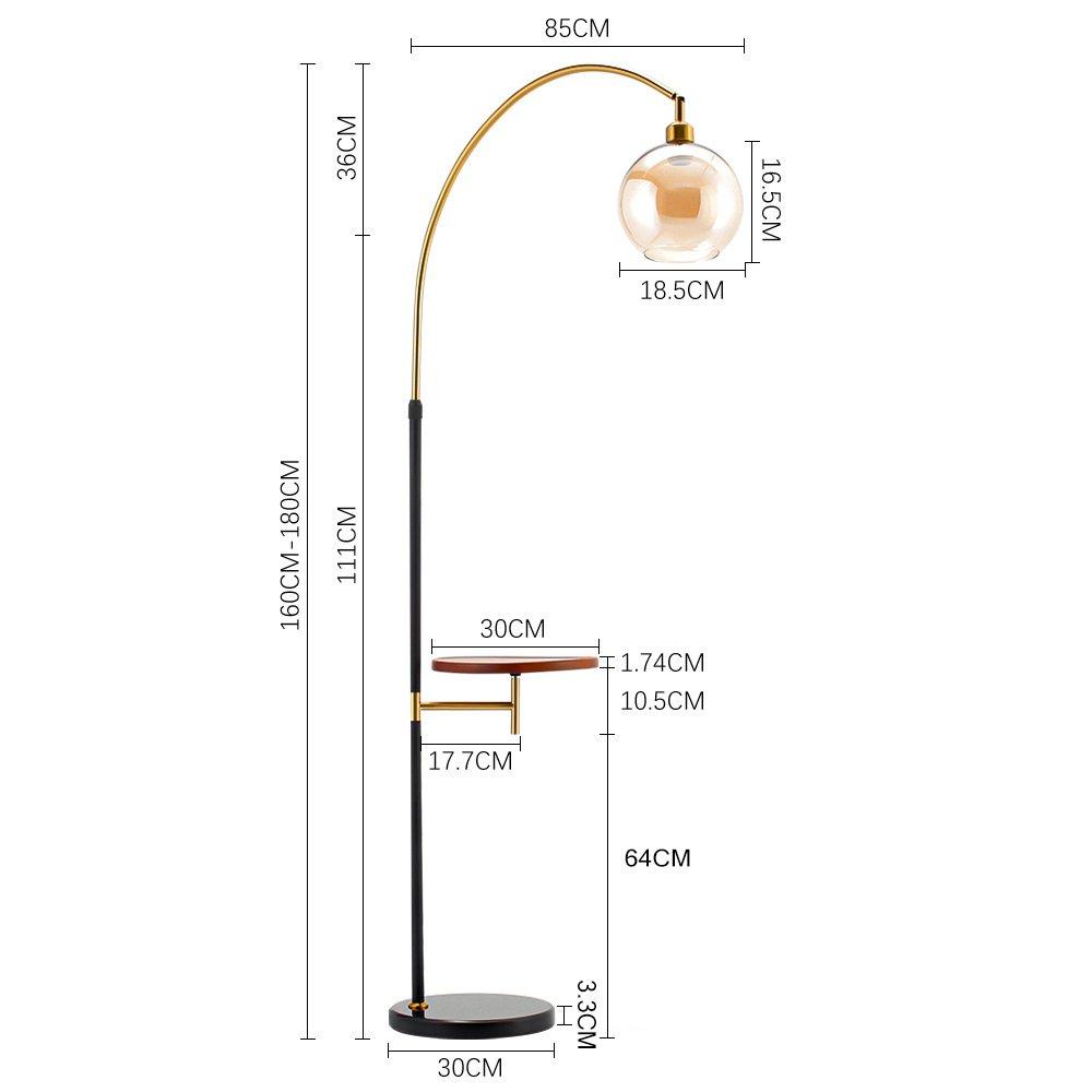 Black Gold - Kabinet UK - Modern Adjustable Arc Floor Lamp with Wood Tray - 7
