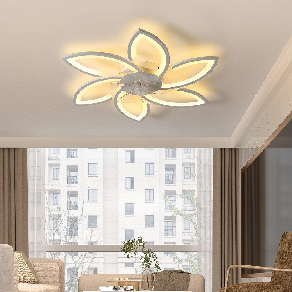 White - Kabinet UK - Modern Flower Shape Ceiling Fan with Light - 1