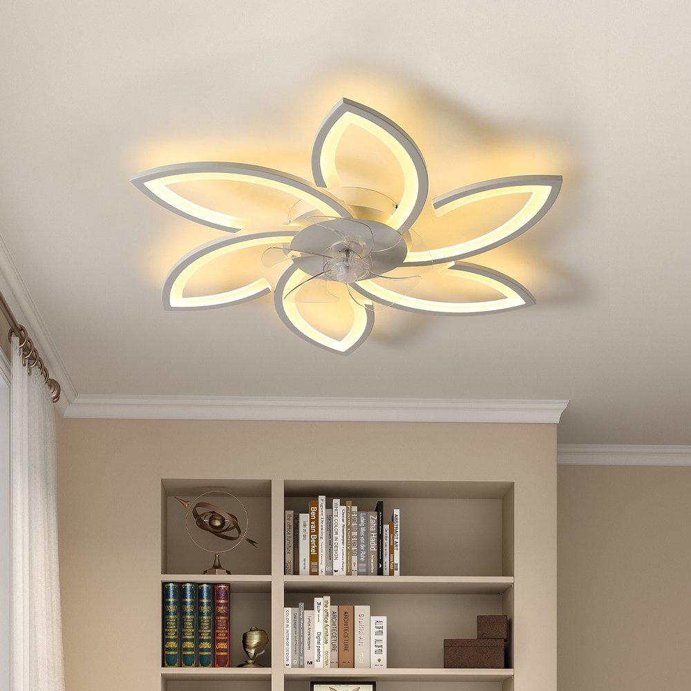 White - Kabinet UK - Modern Flower Shape Ceiling Fan with Light - 2