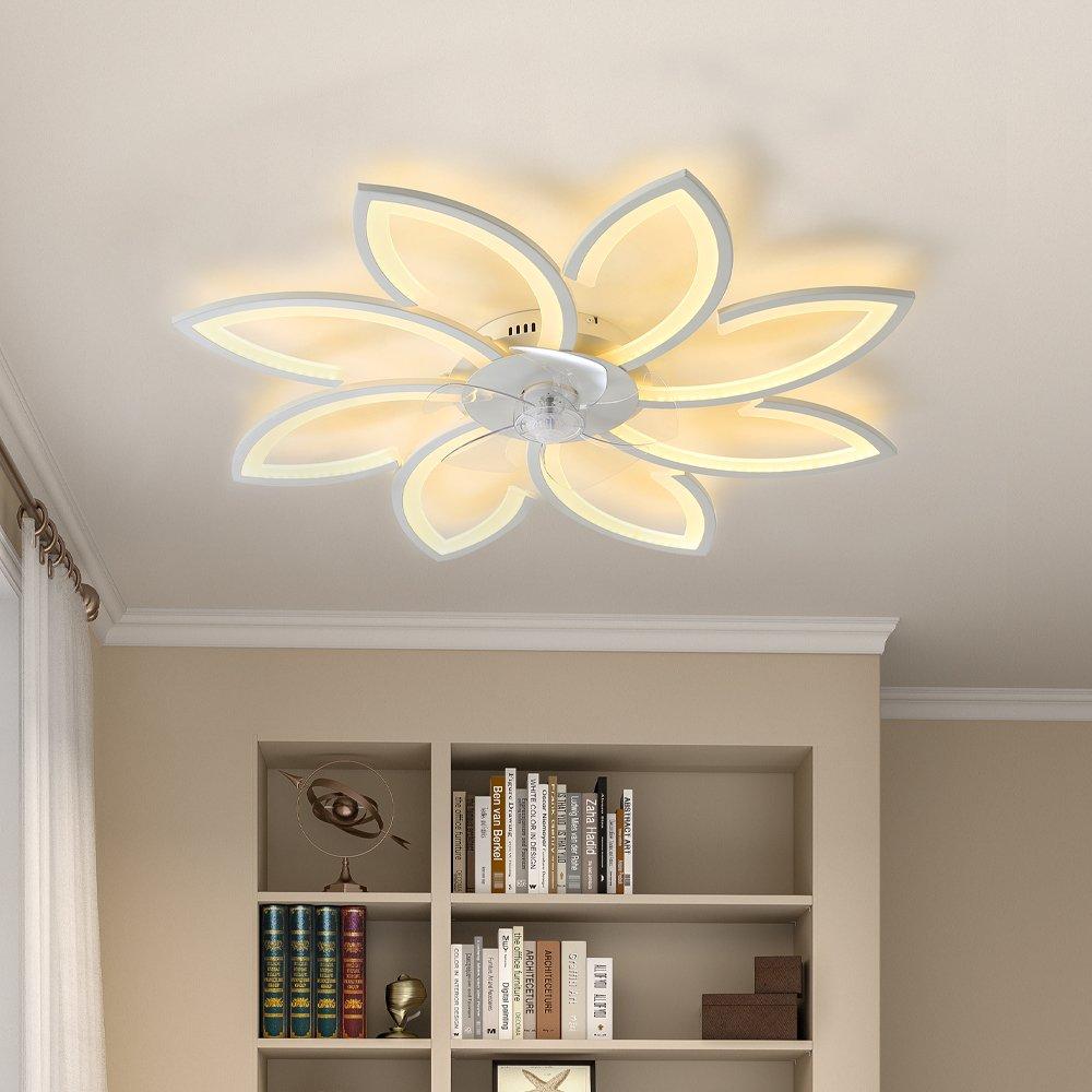 White - Kabinet UK - Modern Flower Shape Ceiling Fan with Light - 2