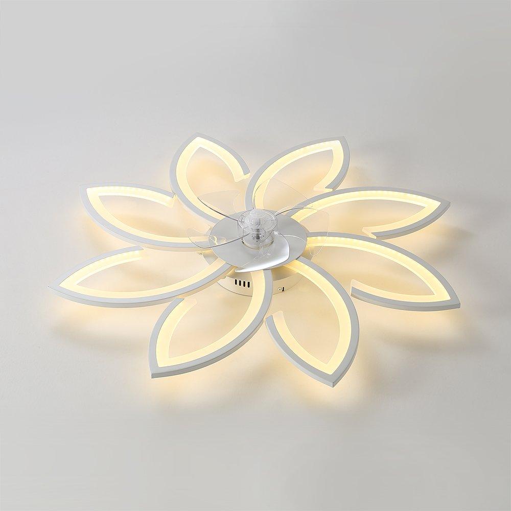 White - Kabinet UK - Modern Flower Shape Ceiling Fan with Light - 5