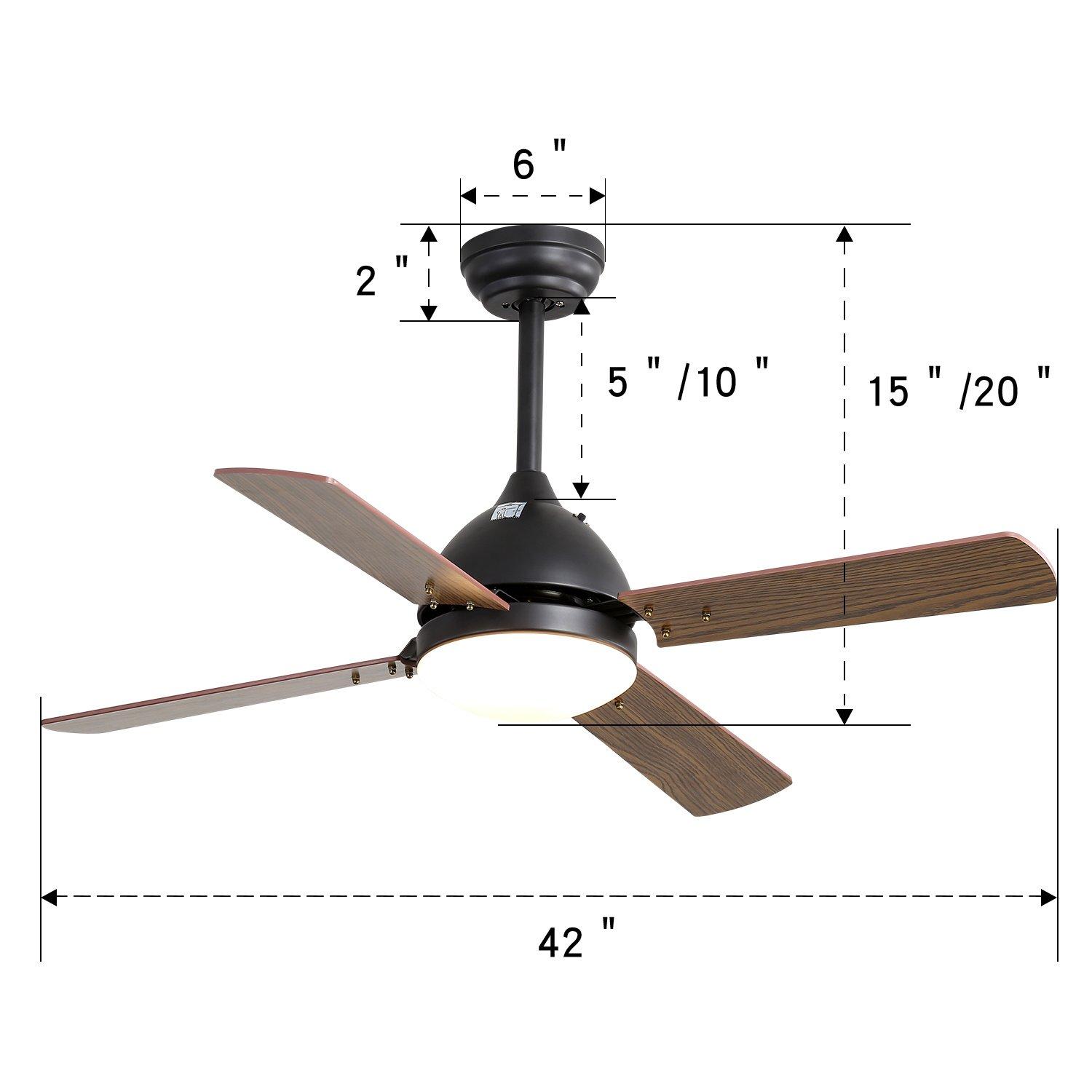 Brown - Kabinet UK - 4 Blade Ceiling Fan with Light for Indoor/Outdoor - 6
