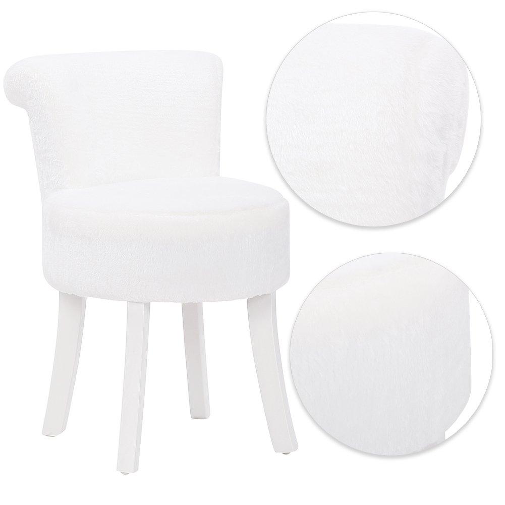 White - Kabinet UK - Modern Upholstered Dressing Chair with White Legs - 5