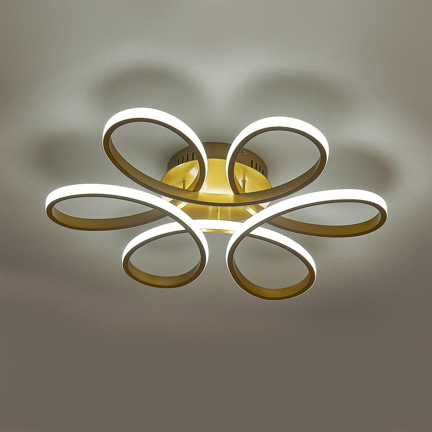 Gold - Kabinet UK - Modern Acrylic Petal LED Semi Ceiling Light - 1