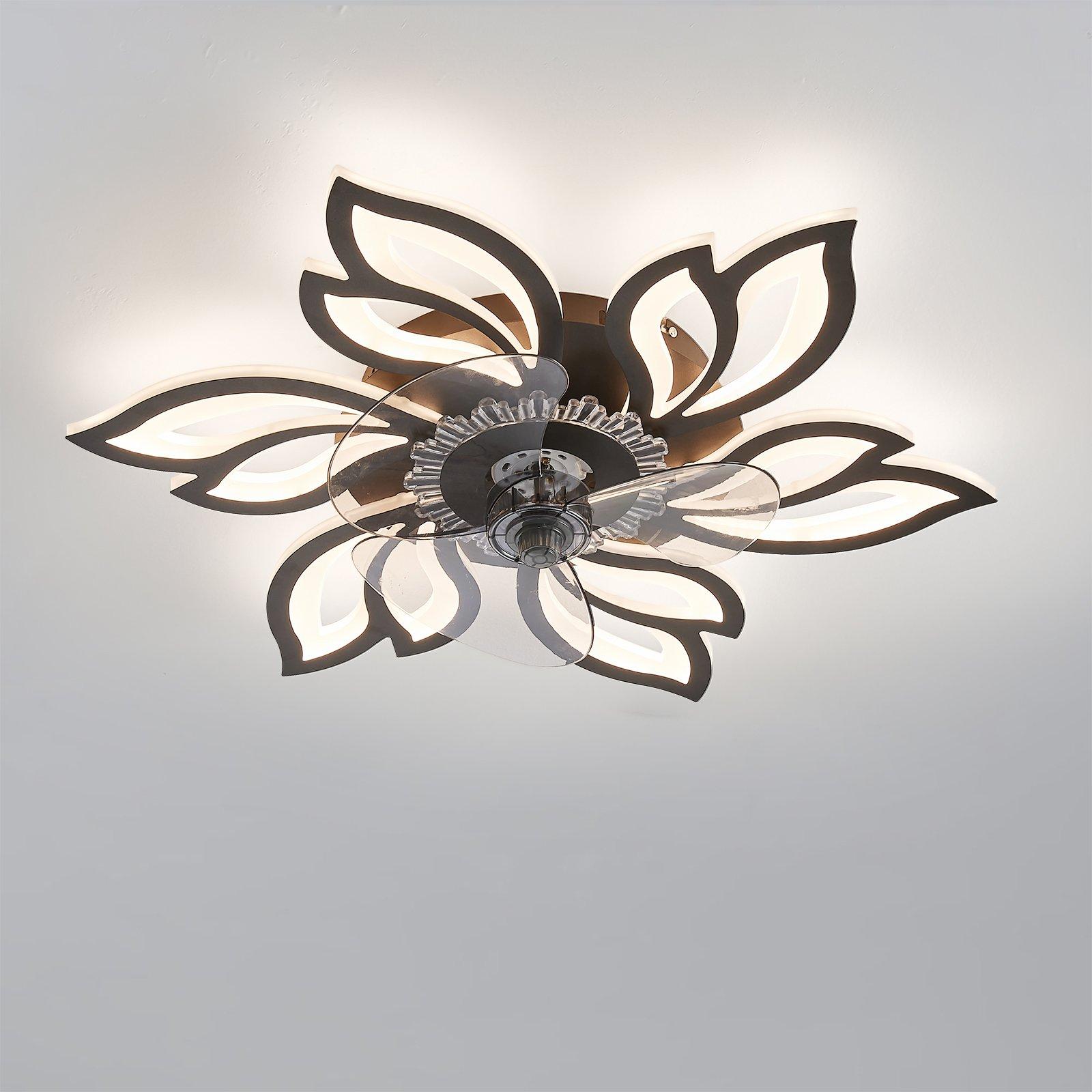 Black - Kabinet UK - Modern Flower Shape Ceiling Fan with Light - 1