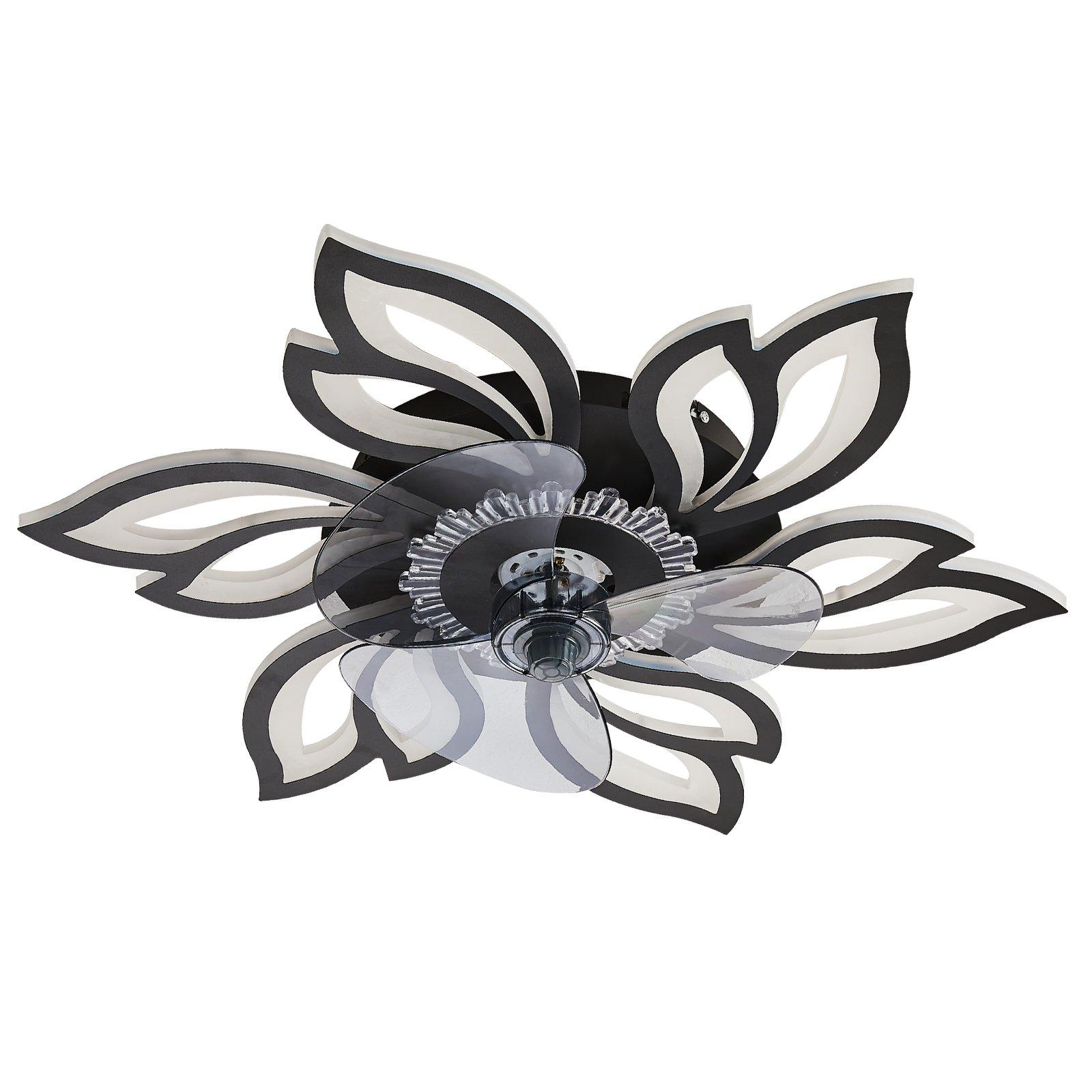 Black - Kabinet UK - Modern Flower Shape Ceiling Fan with Light - 2