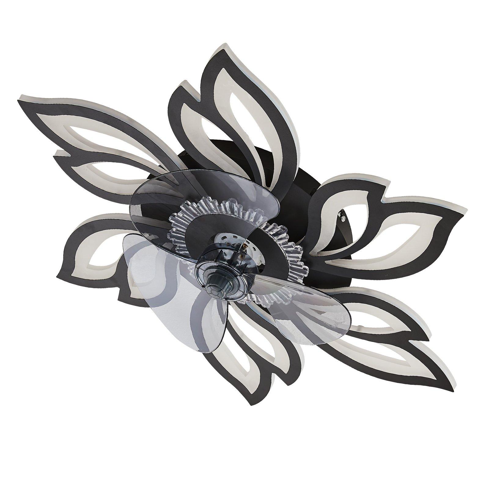 Black - Kabinet UK - Modern Flower Shape Ceiling Fan with Light - 3