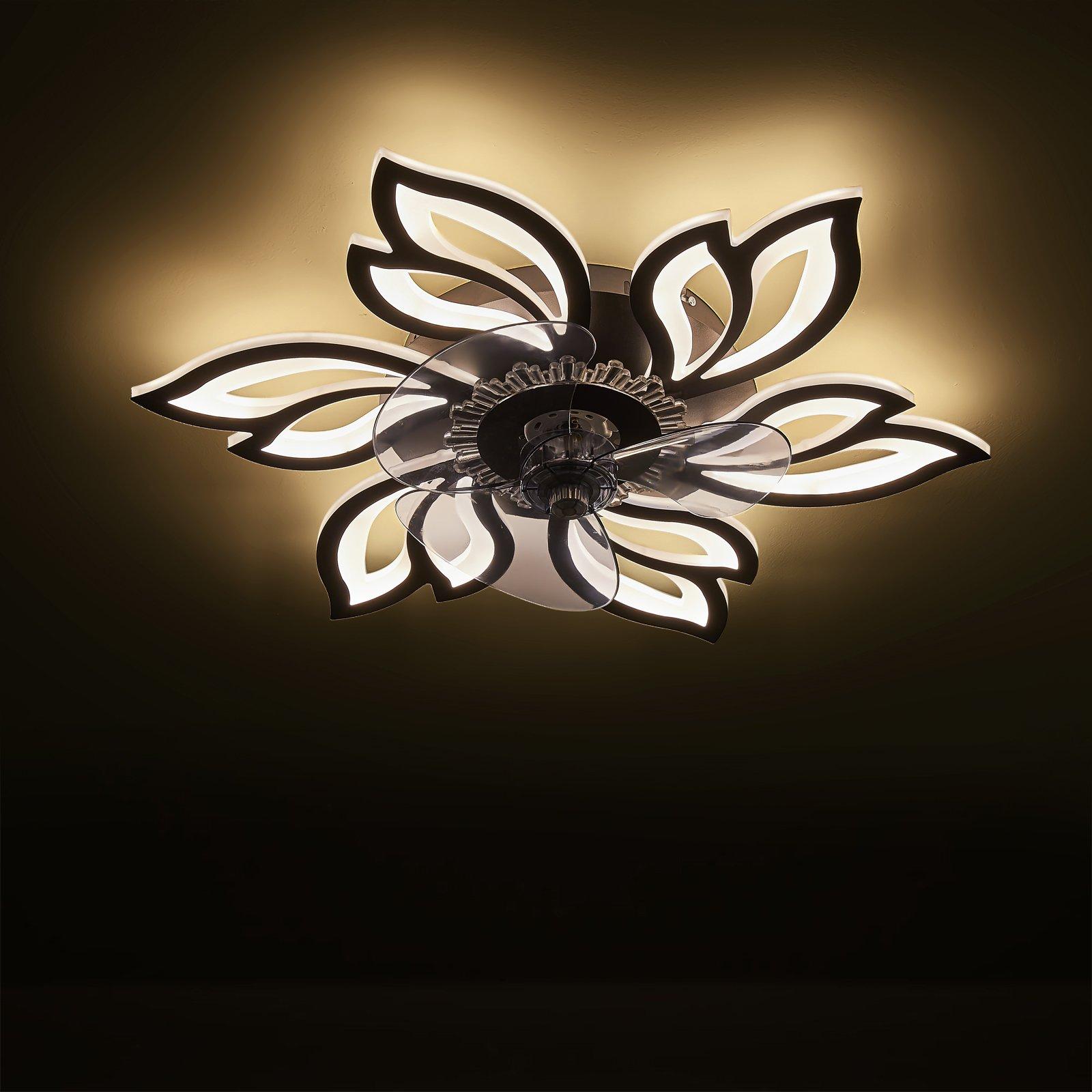 Black - Kabinet UK - Modern Flower Shape Ceiling Fan with Light - 4