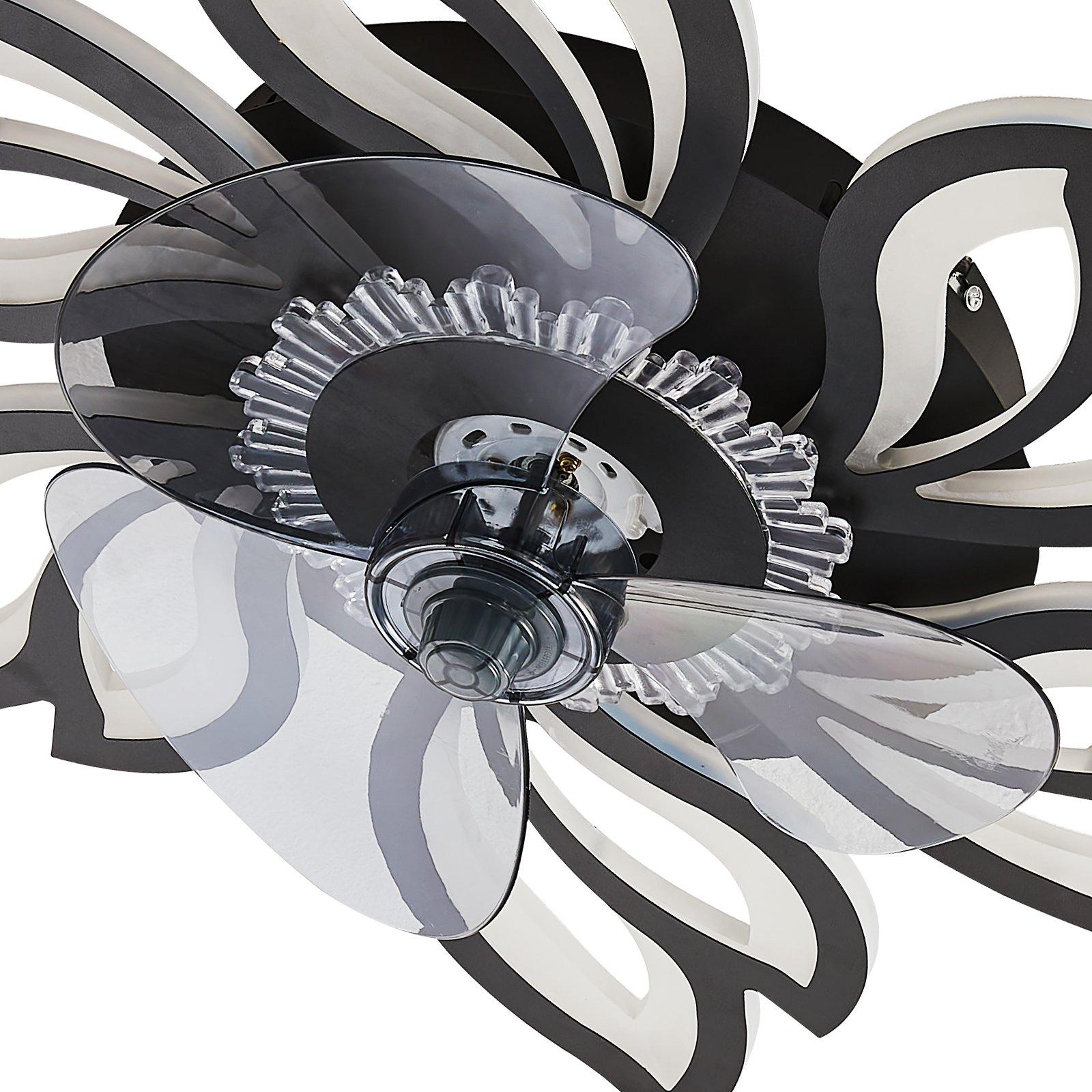 Black - Kabinet UK - Modern Flower Shape Ceiling Fan with Light - 6