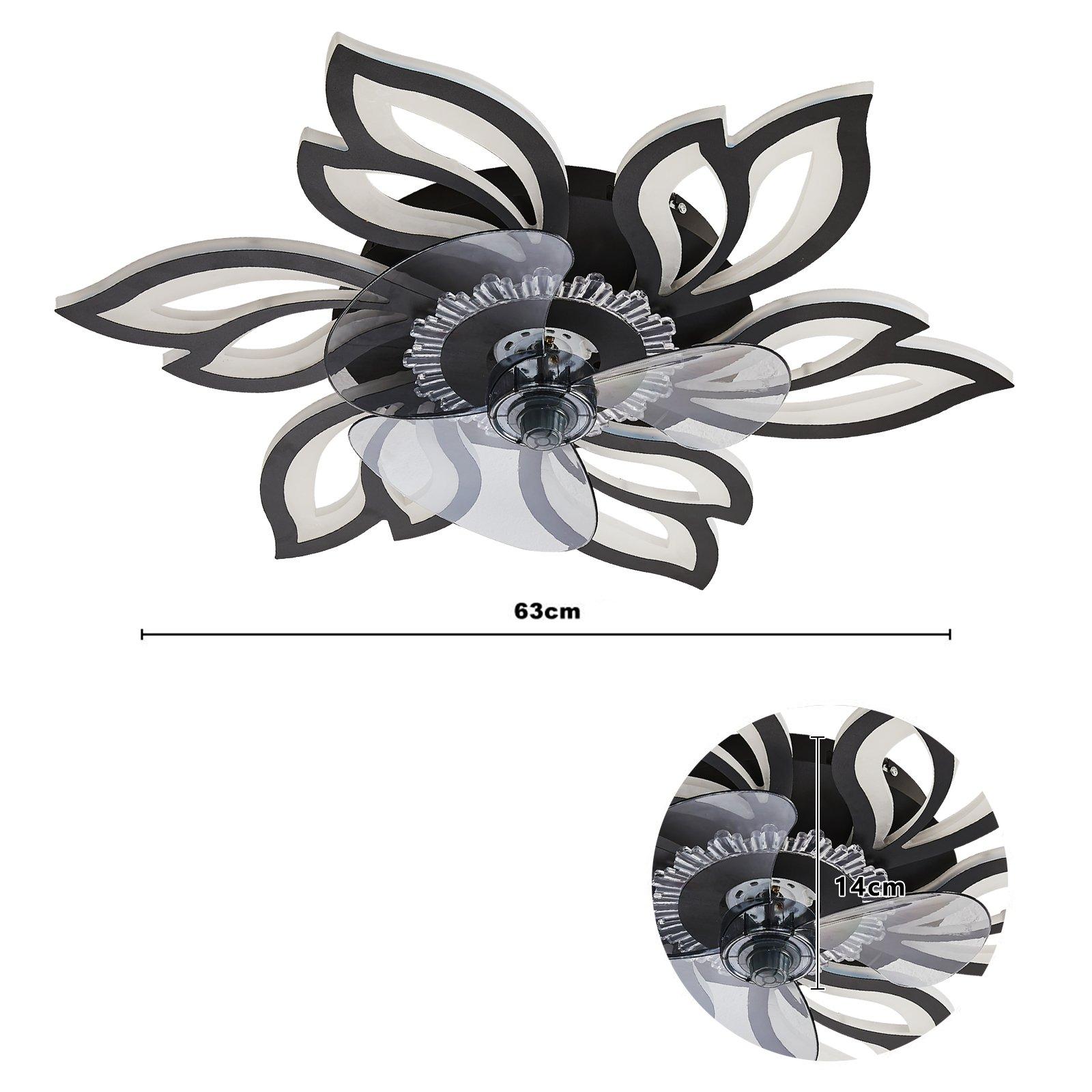 Black - Kabinet UK - Modern Flower Shape Ceiling Fan with Light - 7