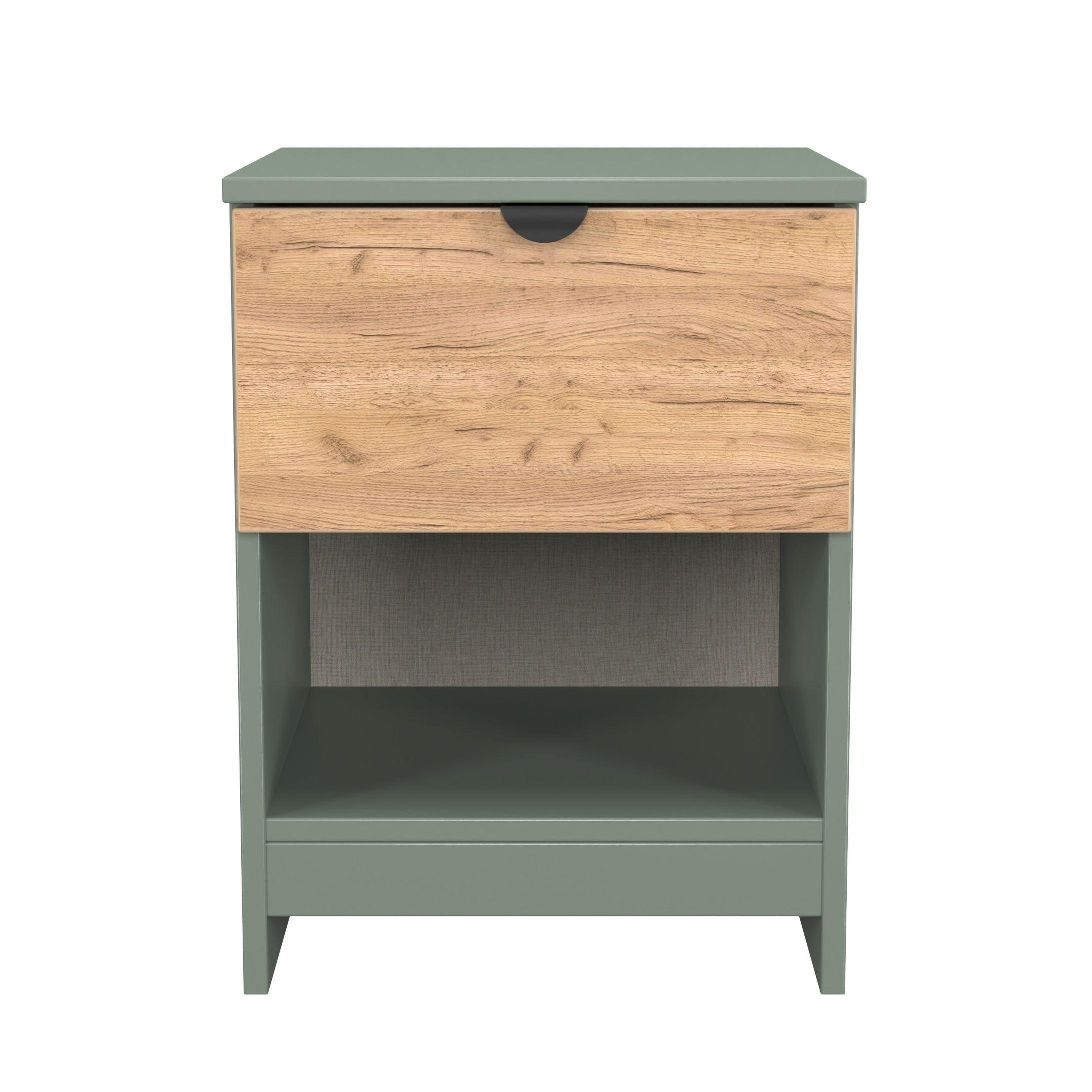 Welcome Furniture  Solomon 1 Drawer Open Shelf Bedside Cabinet - Craft Oak & Ree - Small
