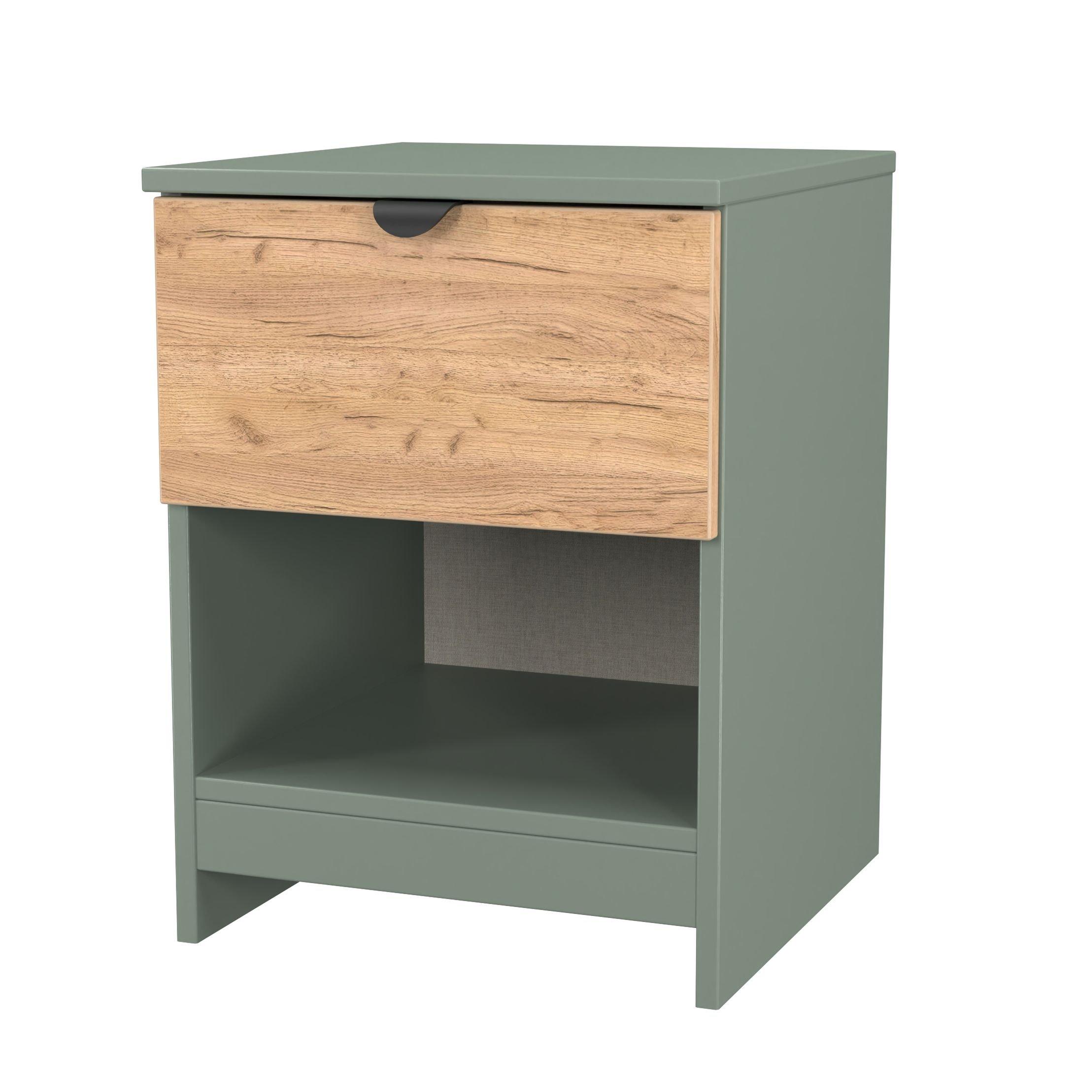 Craft Oak & Ree - Welcome Furniture - Solomon 1 Drawer Open Shelf Bedside Cabinet - 3
