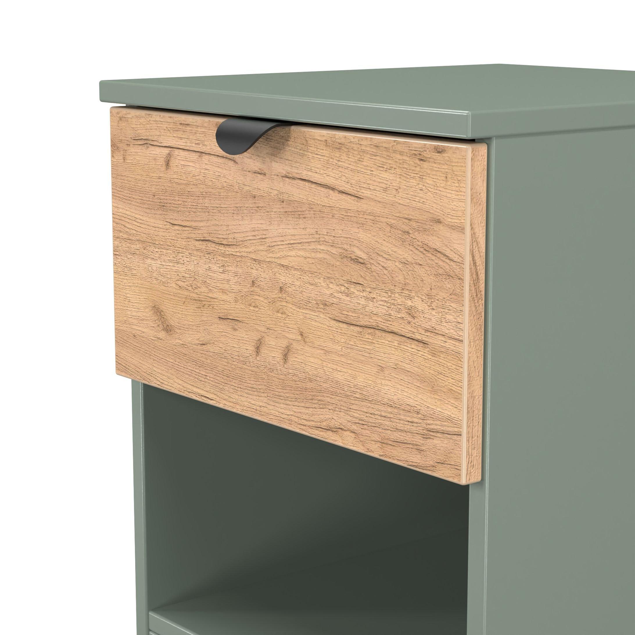 Craft Oak & Ree - Welcome Furniture - Solomon 1 Drawer Open Shelf Bedside Cabinet - 4