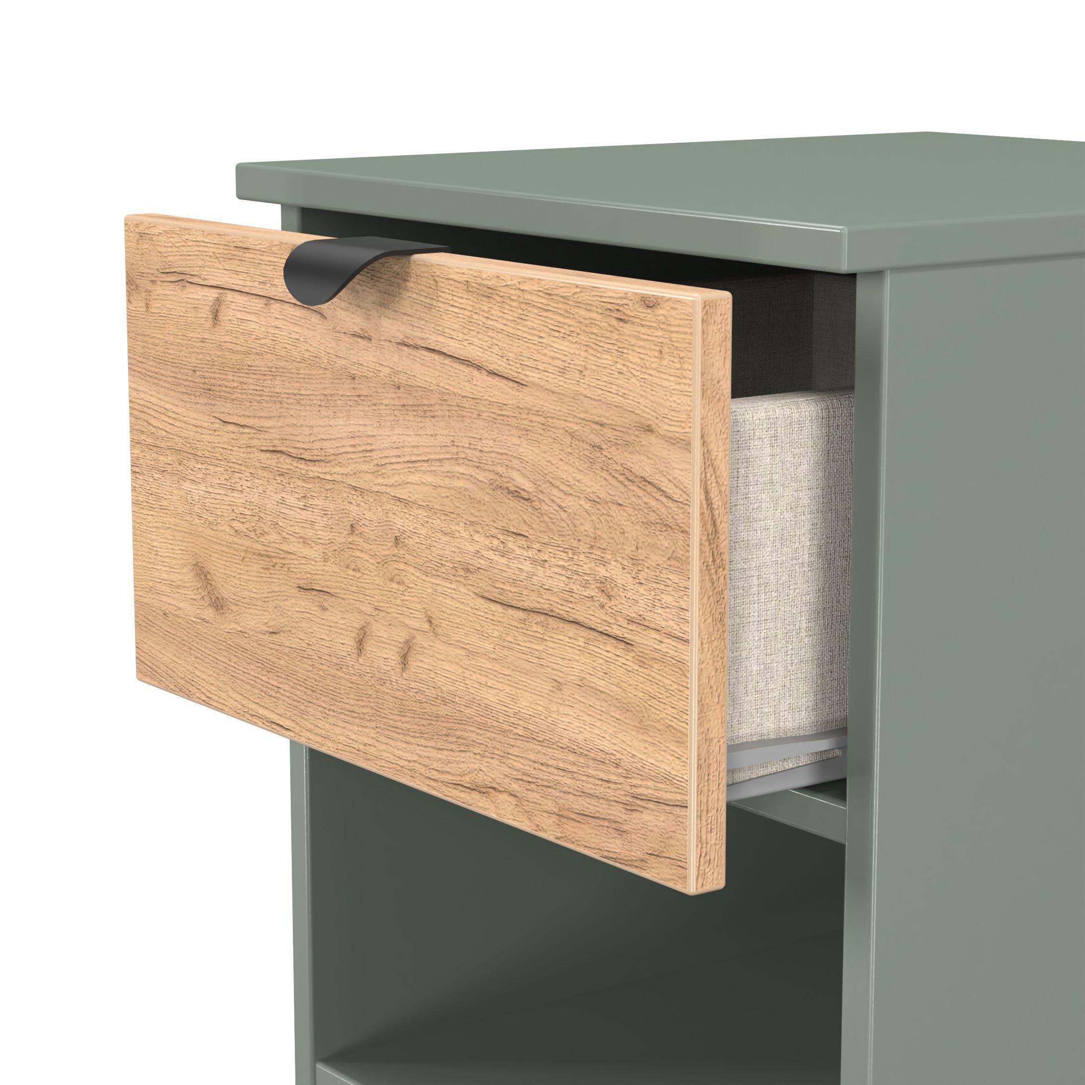 Craft Oak & Ree - Welcome Furniture - Solomon 1 Drawer Open Shelf Bedside Cabinet - 5