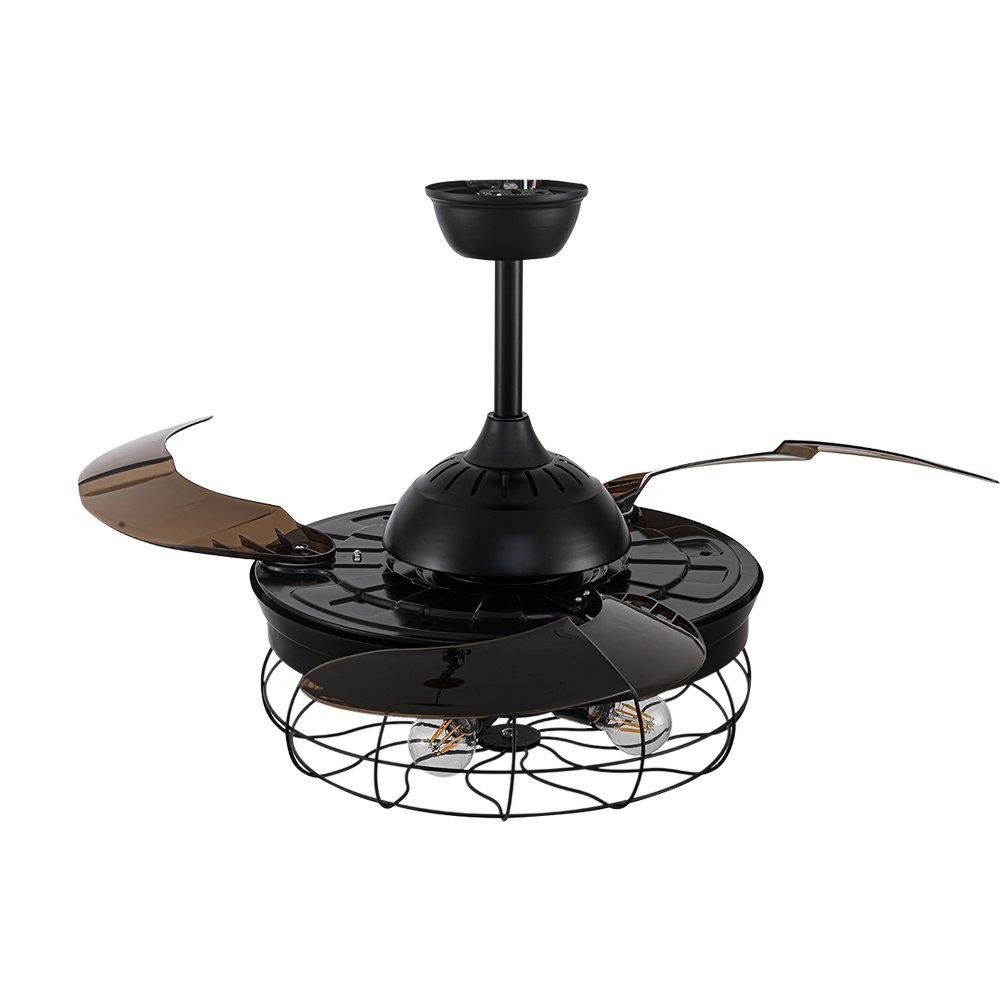 Black - Kabinet UK - Caged Farmhouse Style Ceiling Fan with Lights - 3