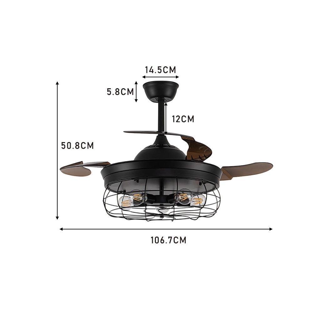 Black - Kabinet UK - Caged Farmhouse Style Ceiling Fan with Lights - 8