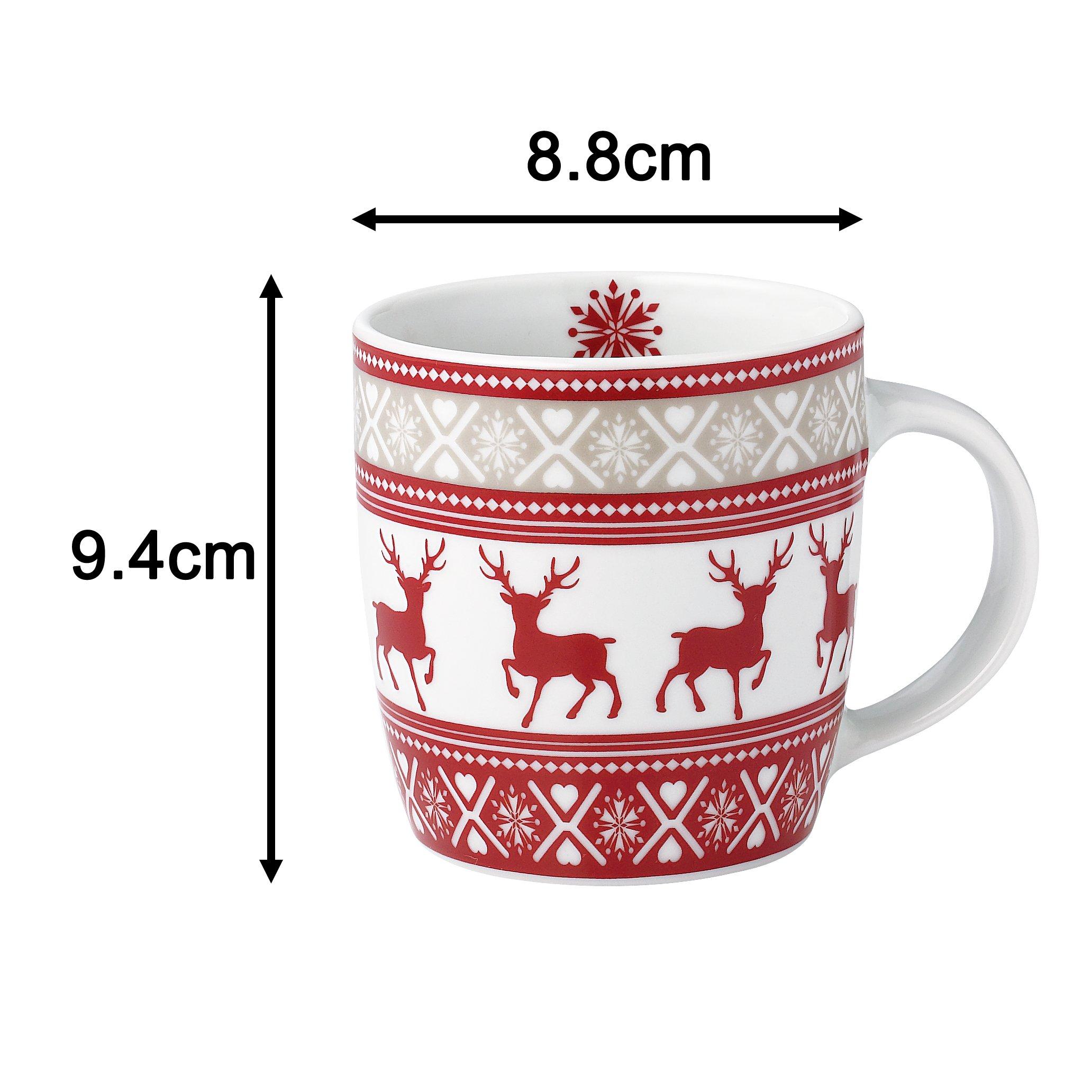 Multi - Waterside - 4PC Nordic Reindeer Porcelain Mug Set - 4
