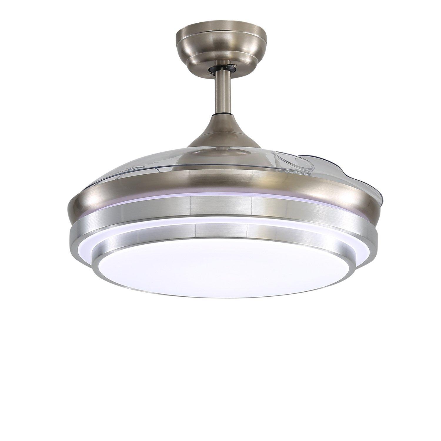 Silver - Kabinet UK - 3-Blade LED Ceiling Fan with Retractable Blades - 2