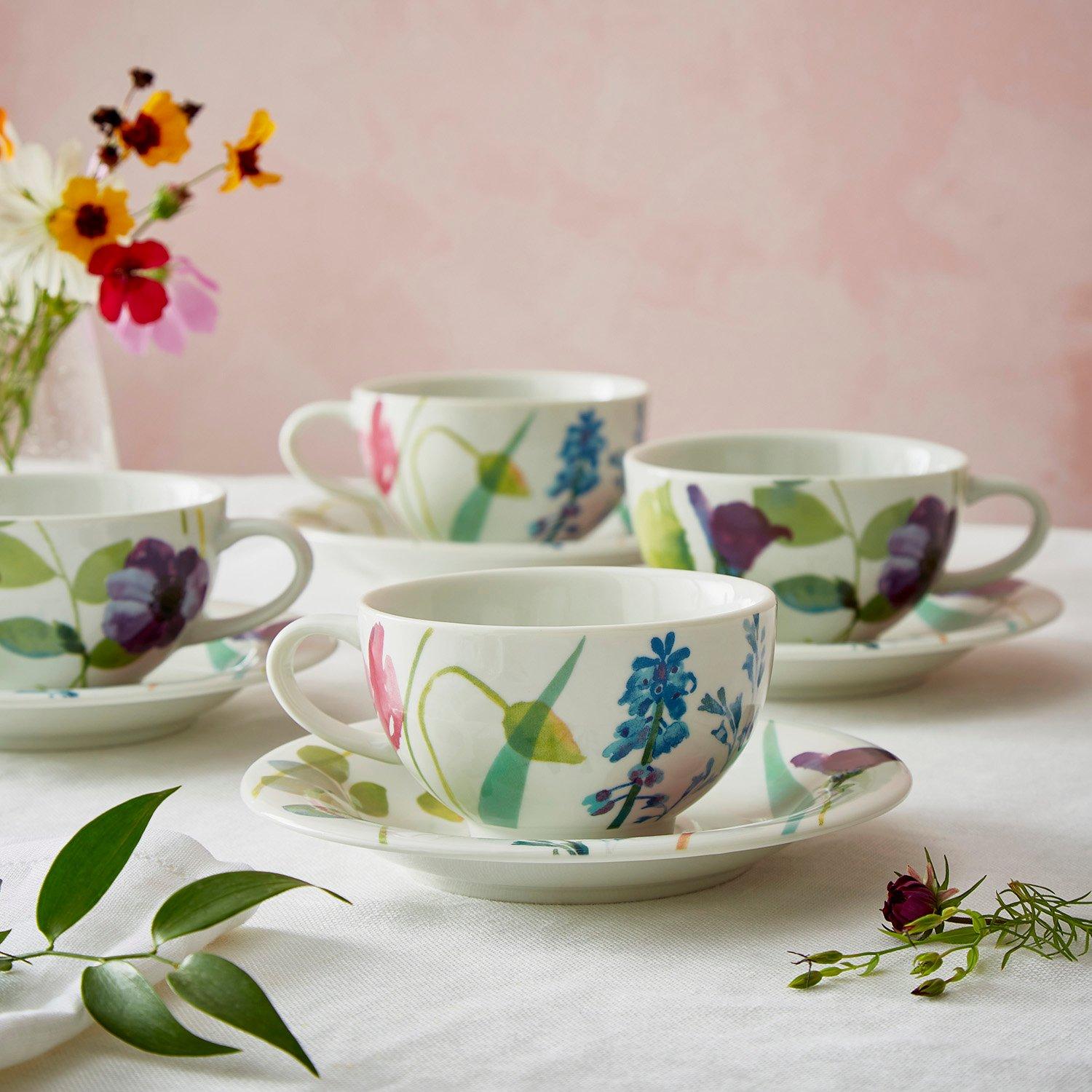 Multi - Portmeirion Water Garden - Portmeirion Water Garden Cup and Saucer Set of 4 - 4