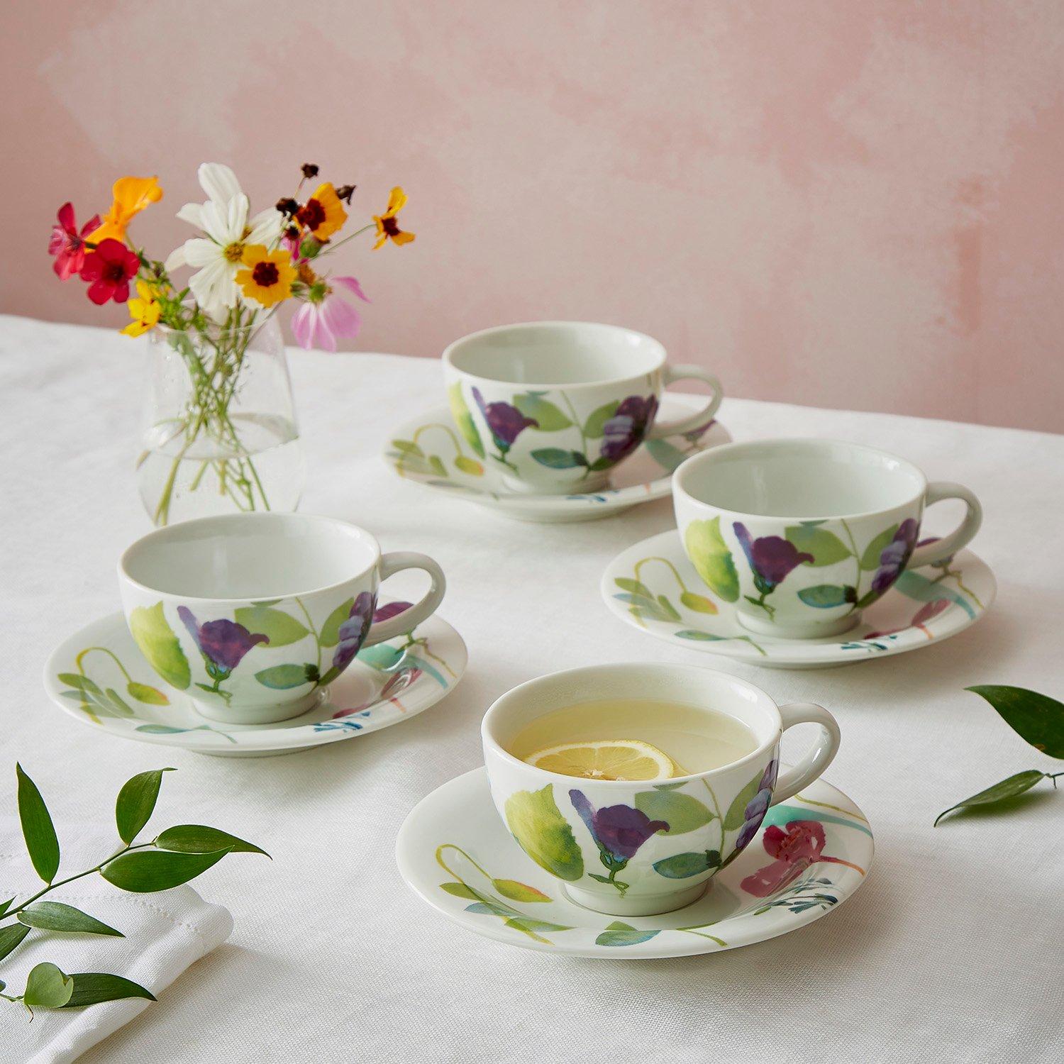 Multi - Portmeirion Water Garden - Portmeirion Water Garden Cup and Saucer Set of 4 - 5
