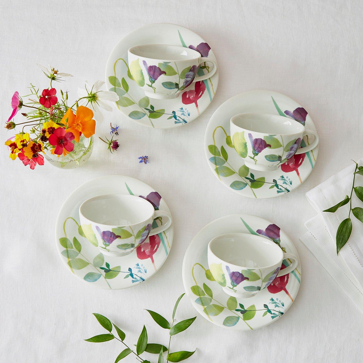 Multi - Portmeirion Water Garden - Portmeirion Water Garden Cup and Saucer Set of 4 - 6