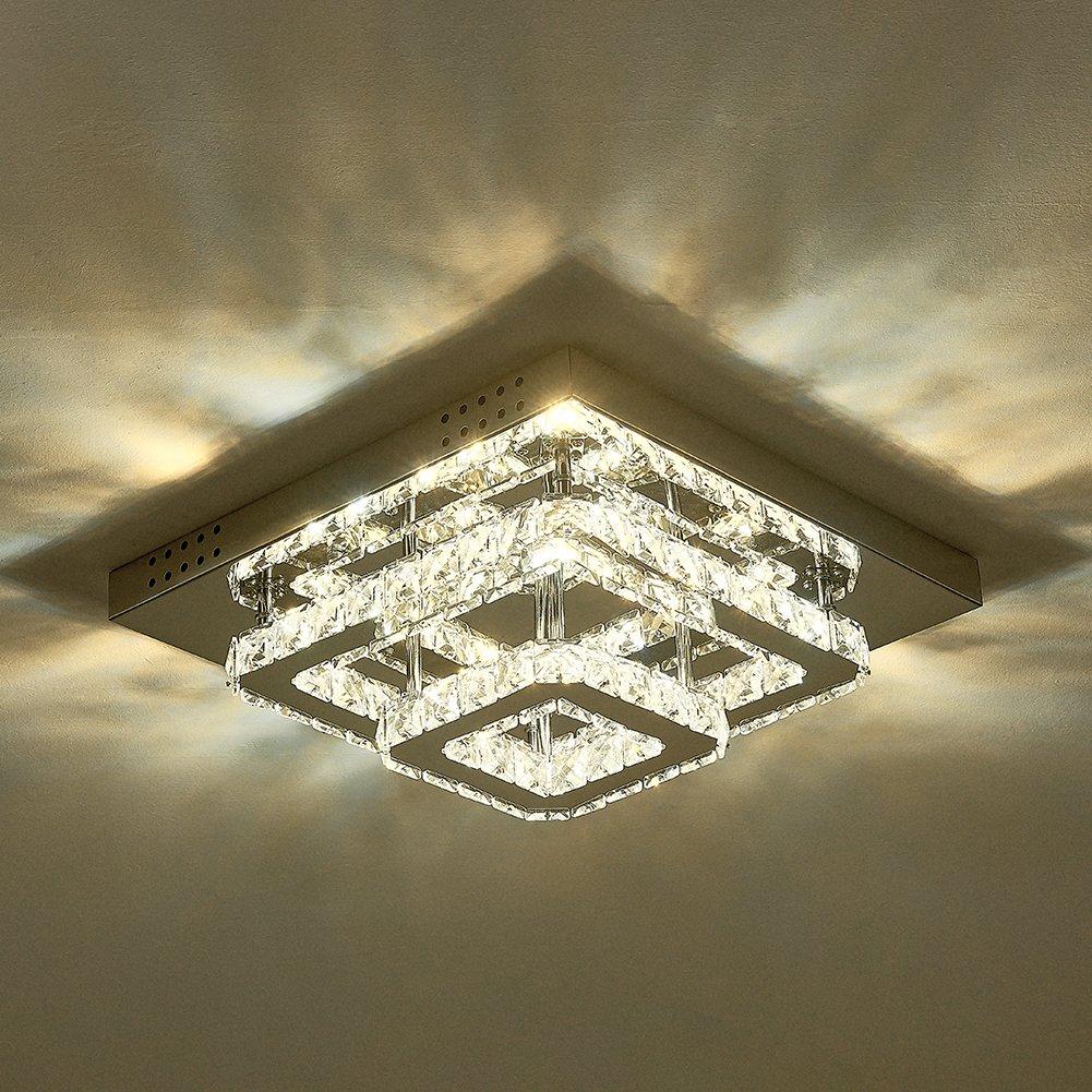 Silver - Kabinet UK - Square Large Crystal LED Ceiling Light - 1