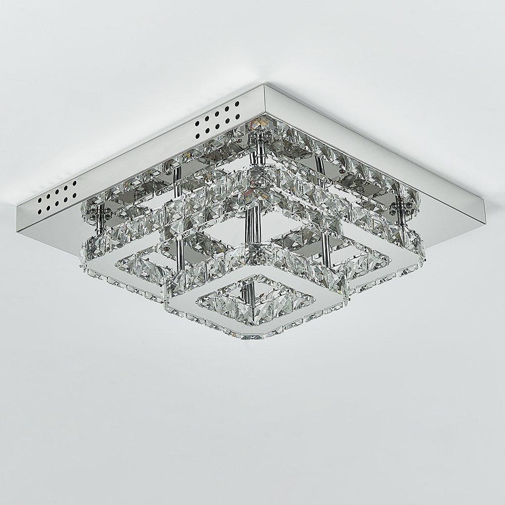 Silver - Kabinet UK - Square Large Crystal LED Ceiling Light - 2