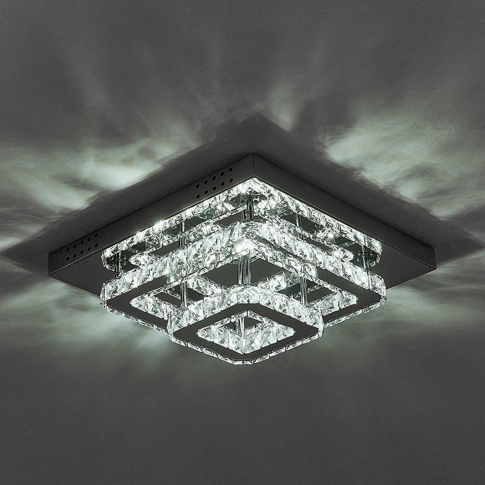 Silver - Kabinet UK - Square Large Crystal LED Ceiling Light - 3