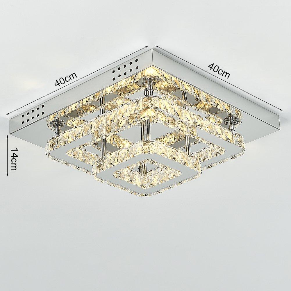 Silver - Kabinet UK - Square Large Crystal LED Ceiling Light - 6