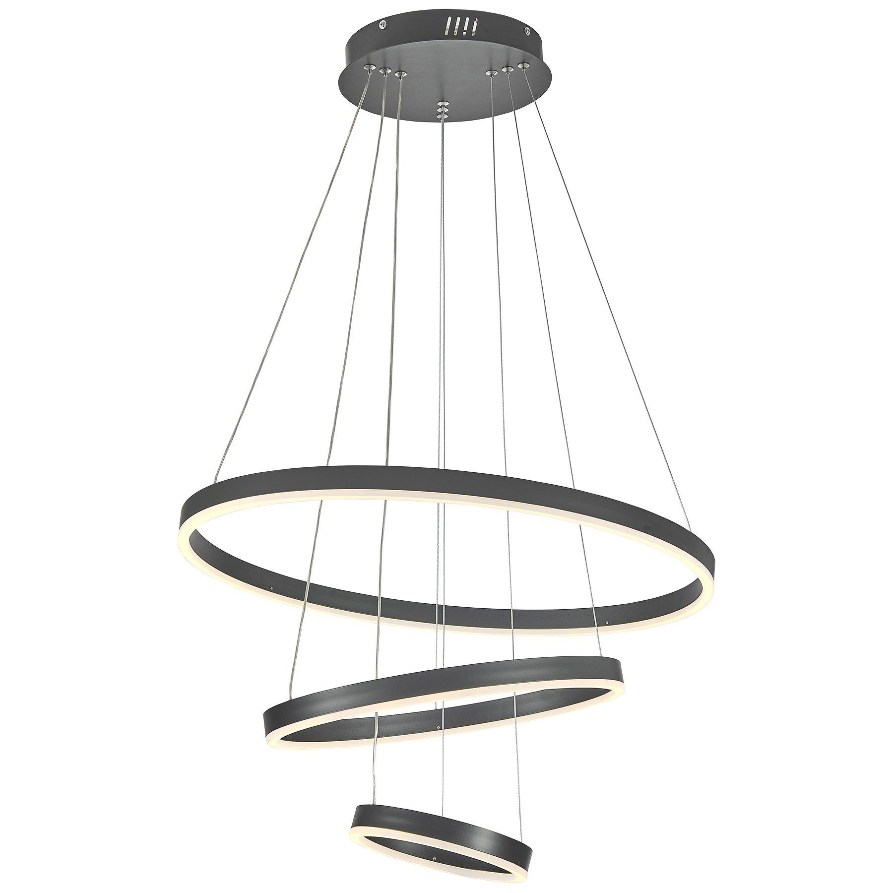 Black - Kabinet UK - Modern 3-Ring Aluminum Round Hanging LED Pendant - 2