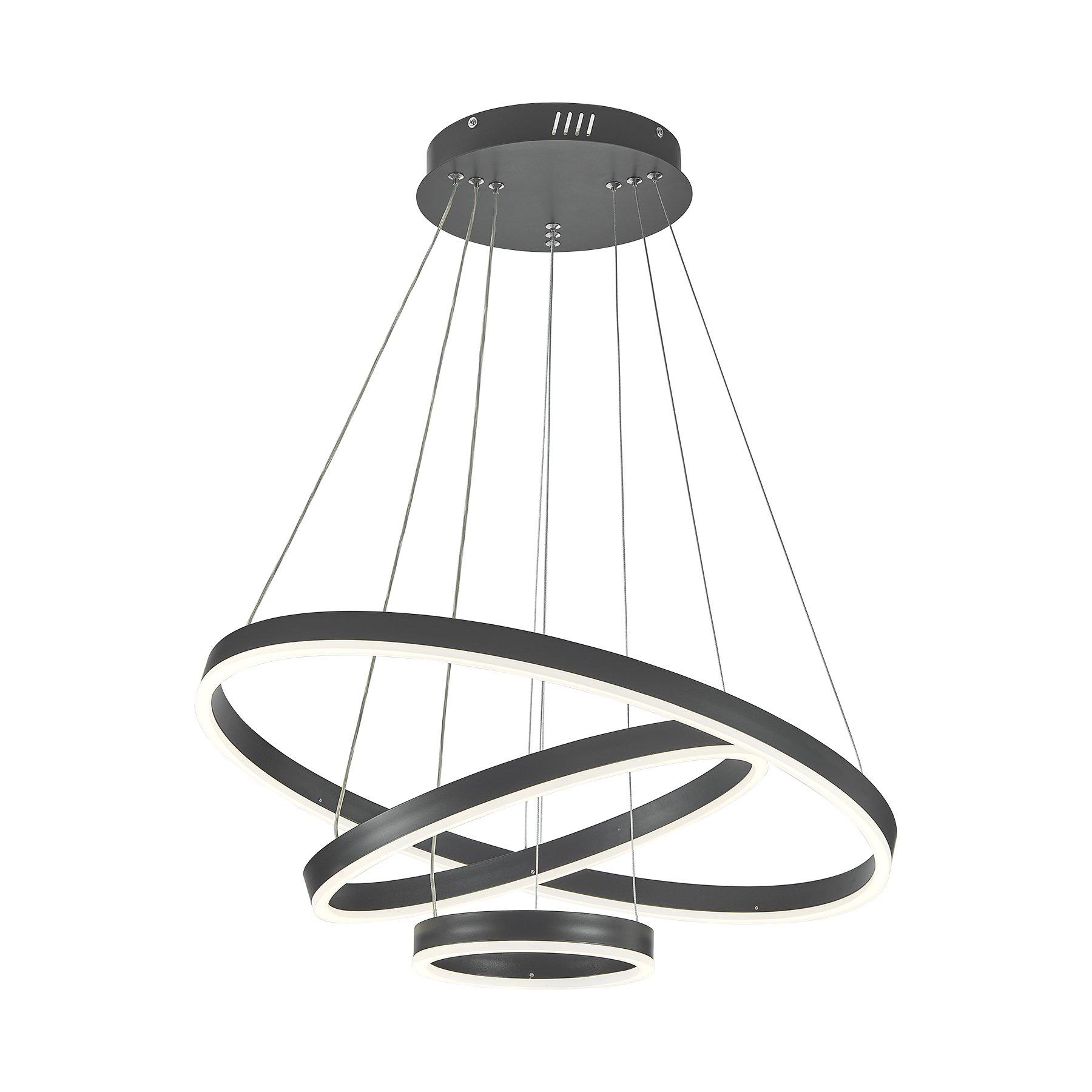 Black - Kabinet UK - Modern 3-Ring Aluminum Round Hanging LED Pendant - 3