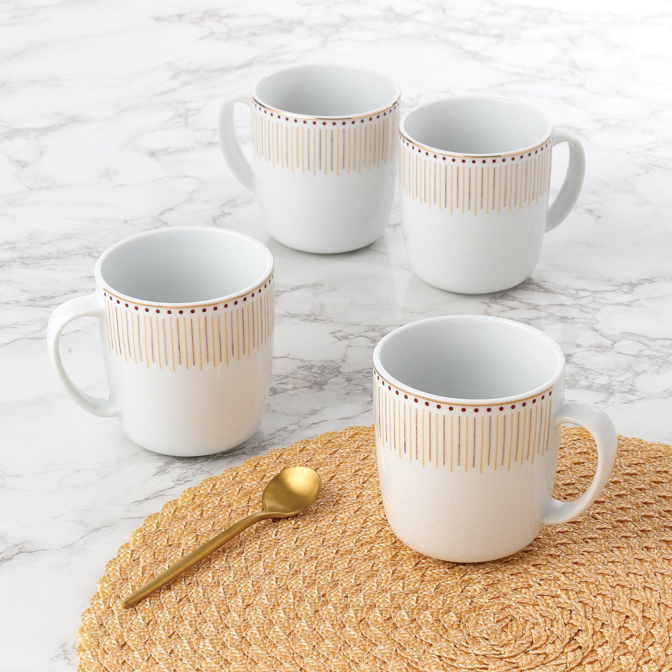 Waterside 4PC Gold Radiance Porcelain Mug Set
