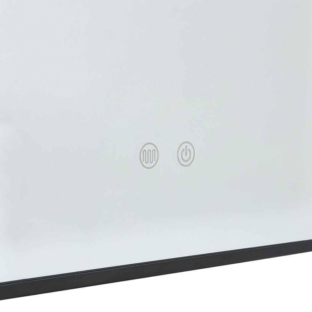 Black - Kabinet UK - Framed Retangular LED Light Bathroom Vanity Mirror - 5